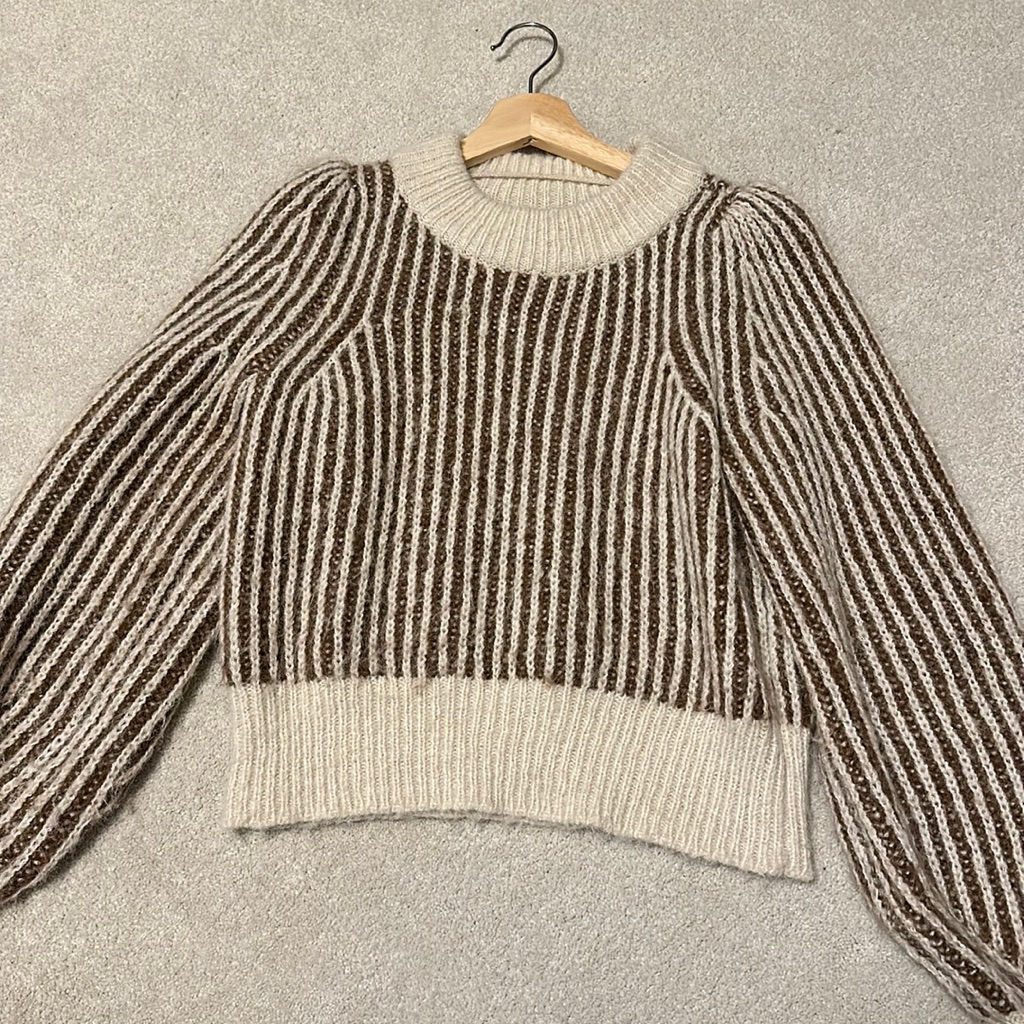 Vero Moda O-Neck Blouse Brown Knit Striped Sweater Pullover